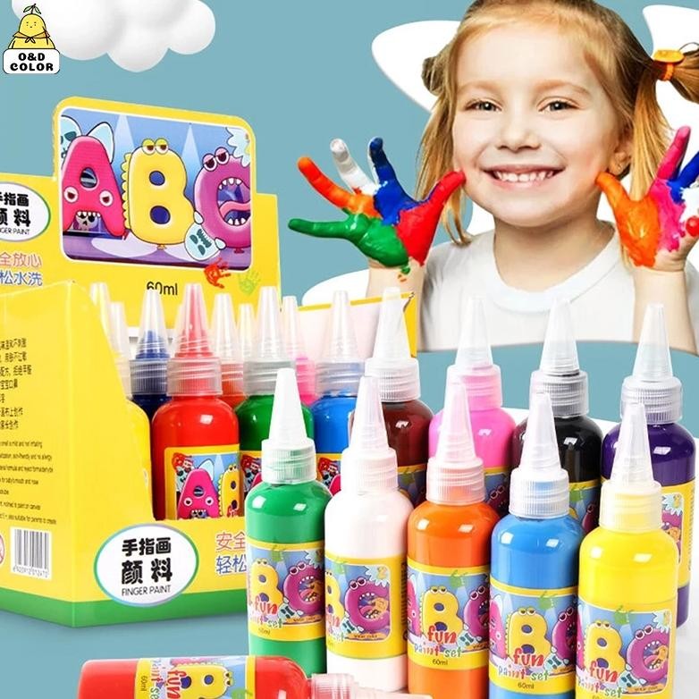 

Cat Anak Fun Finger Paint 60ml 12 Colors non toxic Washable cat posterLukis Anak/ Painting/ Menggambar/DIY graffiti AST