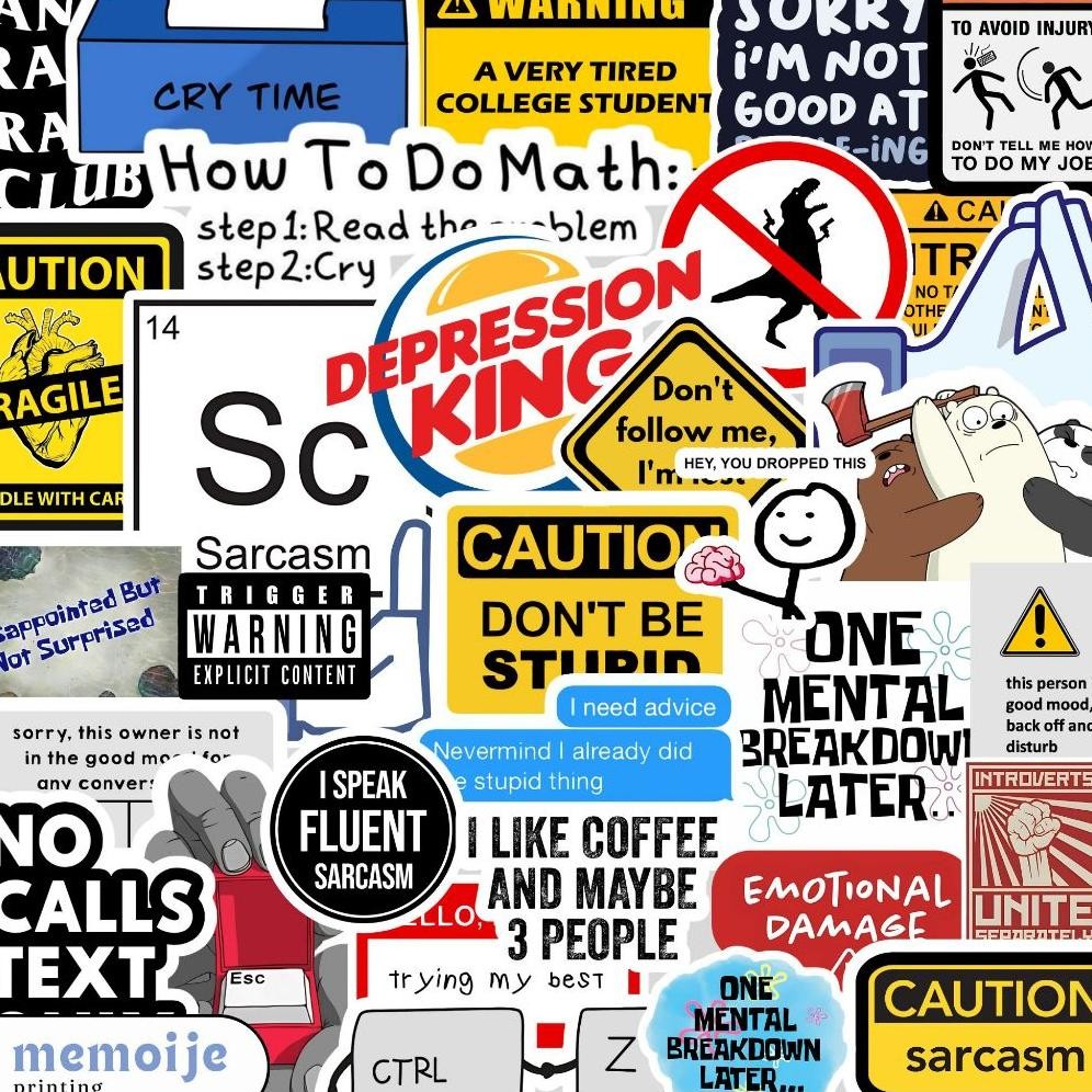 

(40+ PCS) Stiker Emotional Introvert Overthinker Vinyl Waterproof Sticker Lucu untuk Laptop, Helm, HP, Motor AST