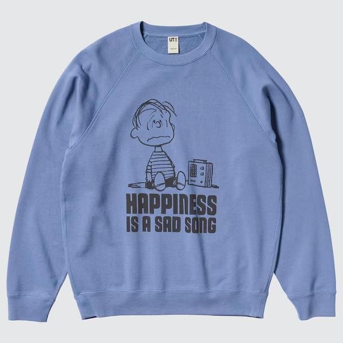Uniqlo Sweater Pria Snoopy Peanuts Lengan Panjang Blue (Best Quality)