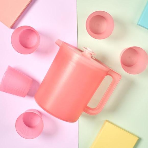 Teko Yeppo Set Of 5 Glass Pink Teko Plastik