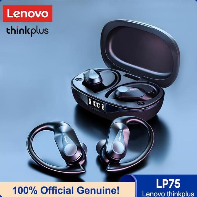 TERLARIS - Lenovo Thinkplus LP75 OWS Open Ear Wireless Bluetooth Earphones TWS Sport Headset IPX5 Wa