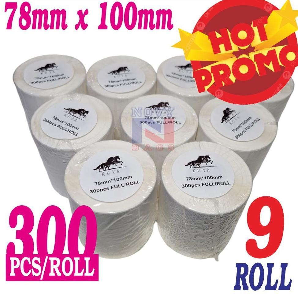 

HOT PROMO STIKER THERMAL / STIKER LABEL BARCODE/ RESI 78X100MM ISI 300 pcs/roll Harga 9 roll AST