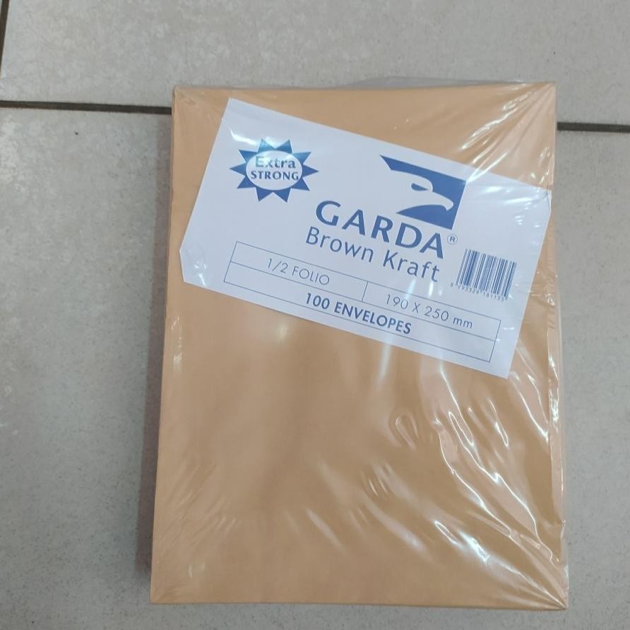 

Amplop Coklat 1/2 Folio Garda (190 x 250 mm) Brown Kraf isi 100 lembar AST