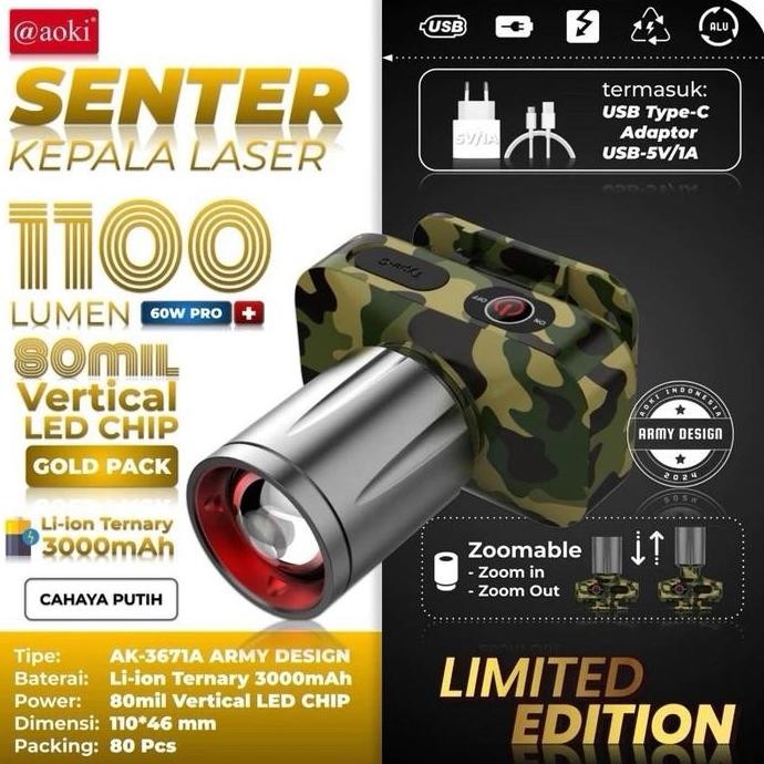 Aoki Senter Zoom Loreng/ Army Ak-3671A/3672K New Stok