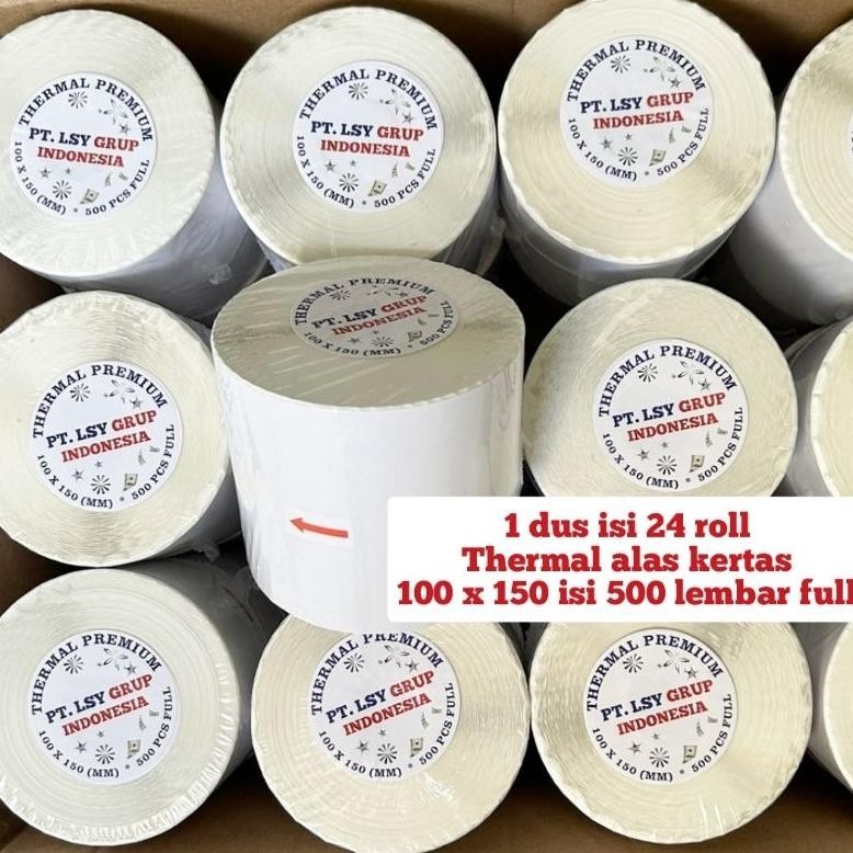 

kertas thermal label barcode LSY TAPE 100 X 150mm A6 isi 500 lembar full ( 1 dus isi 24 roll ) AST