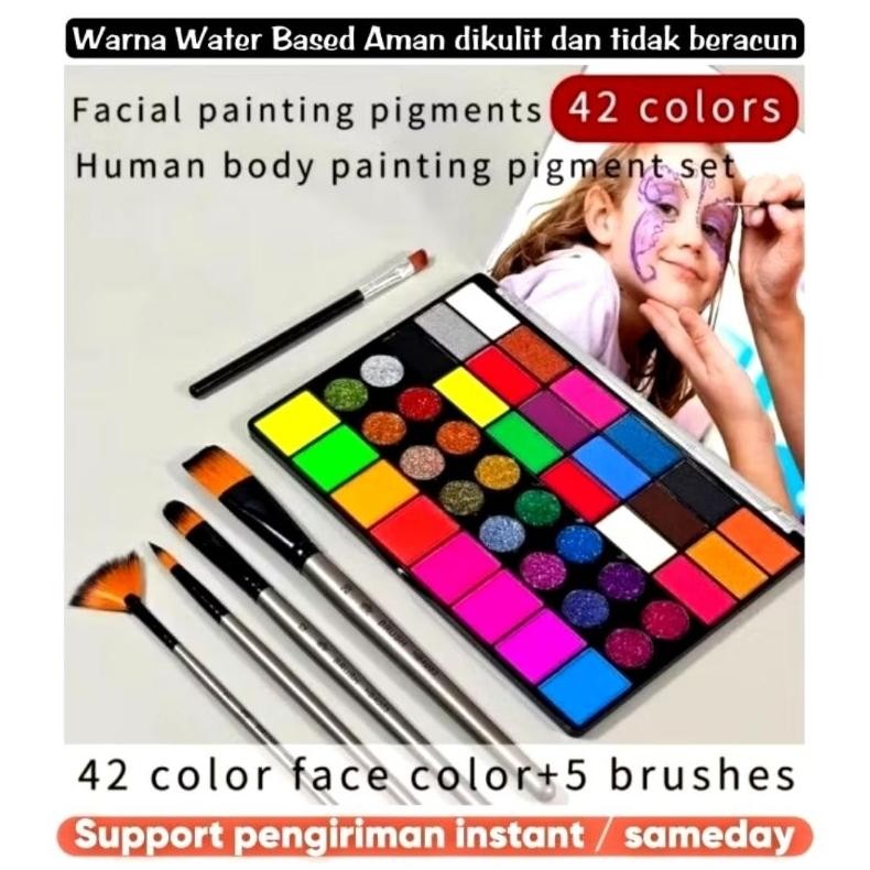 

42 color pearl fluorescent face body art paint Halloween Christmas drama stall watercolor body painting paint AST