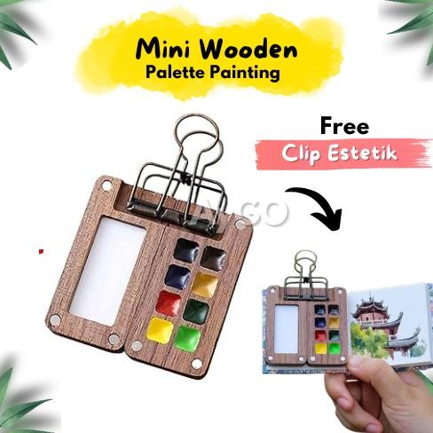 

MINI PALETTE WOODEN MAGNETIC / Magnetic Wooden Palette for Watercolor / PALETTE KAYU MINI WATERCOLOR AST
