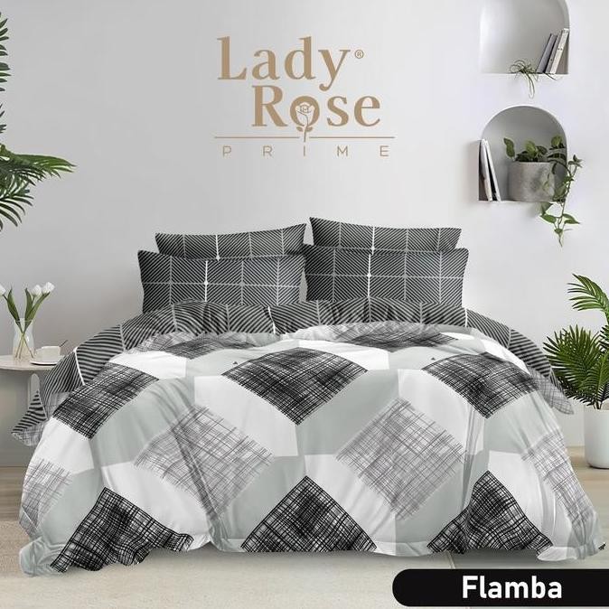 Sprei bedcover set 180x200 lady rose motif kotak kotak coklat - SAVA