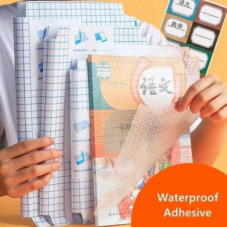 

(10pc) SAMPUL PLASTIK STICKER STIKER langsung tempel di buku ANTI AIR SELF ADHESIVE AST