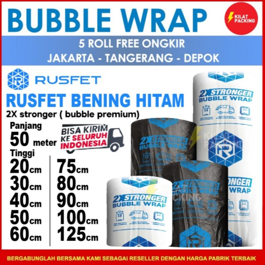 

Plastik Bubble Wrap 50Meter RUSFET Bubblewrap Buble Packing Babel Wrap Tebal ROLL AST