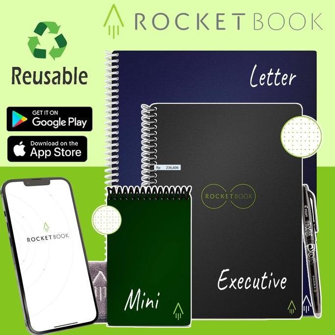

Rocketbook Core Smart Reusable Notebook, Dapat Ditulis Berulang-Ulang Co