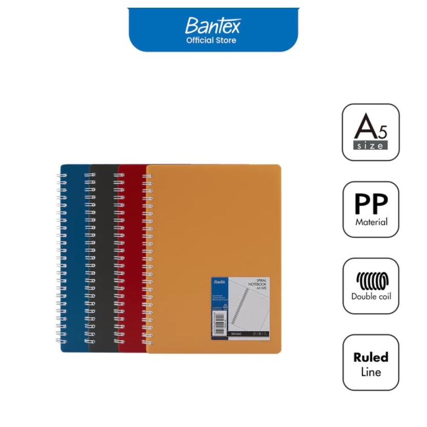 

Bantex Spiral Notebook A5 Kertas 80g Bergaris Warna Klasik SPA560 [Per 1 Pcs] AST