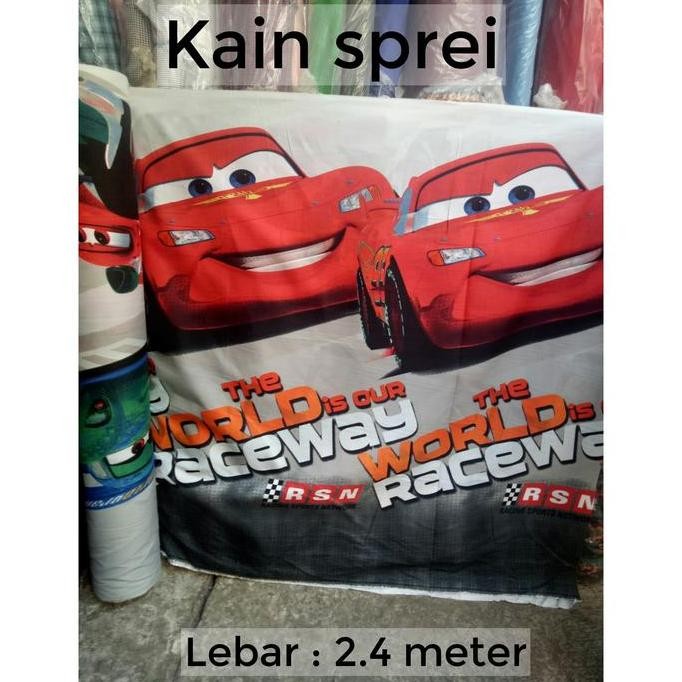 BAHAN KAIN SPREI KATUN MOTIF KARTUN CARS / BAHAN KAIN MOTIF KARTUN