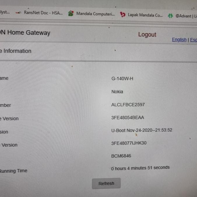 Modem Gpon Onu Ont Router Nokia G-140W-H Dual Band 2.4Ghz 5Ghz New Stok