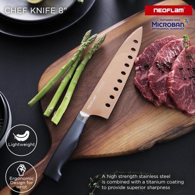 Neoflam Titanium Chef Knife 8" Rose Gold / Pisau Koki