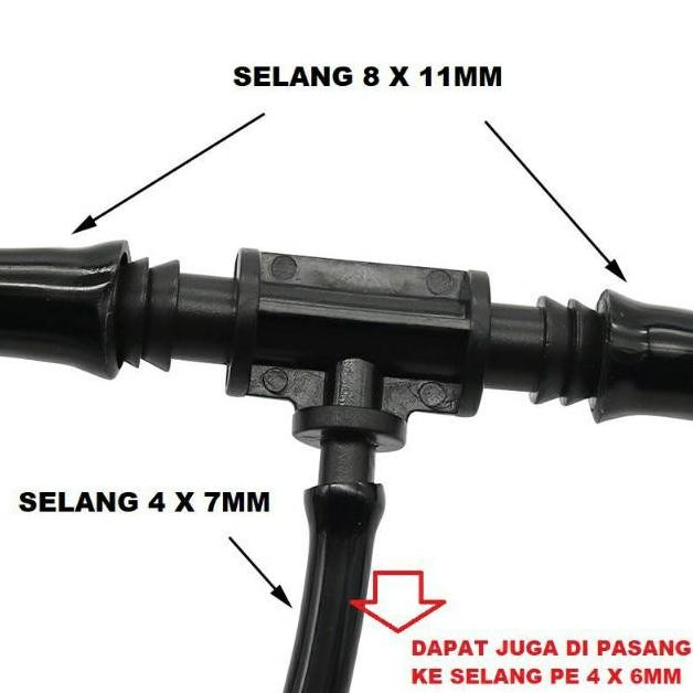 Promo Cod Connector Reducer Tee 11 Ke 7Mm Nepel T Konektor Untuk Selang Pe 8 X 11 Mm & 4 X 7Mm Uniri