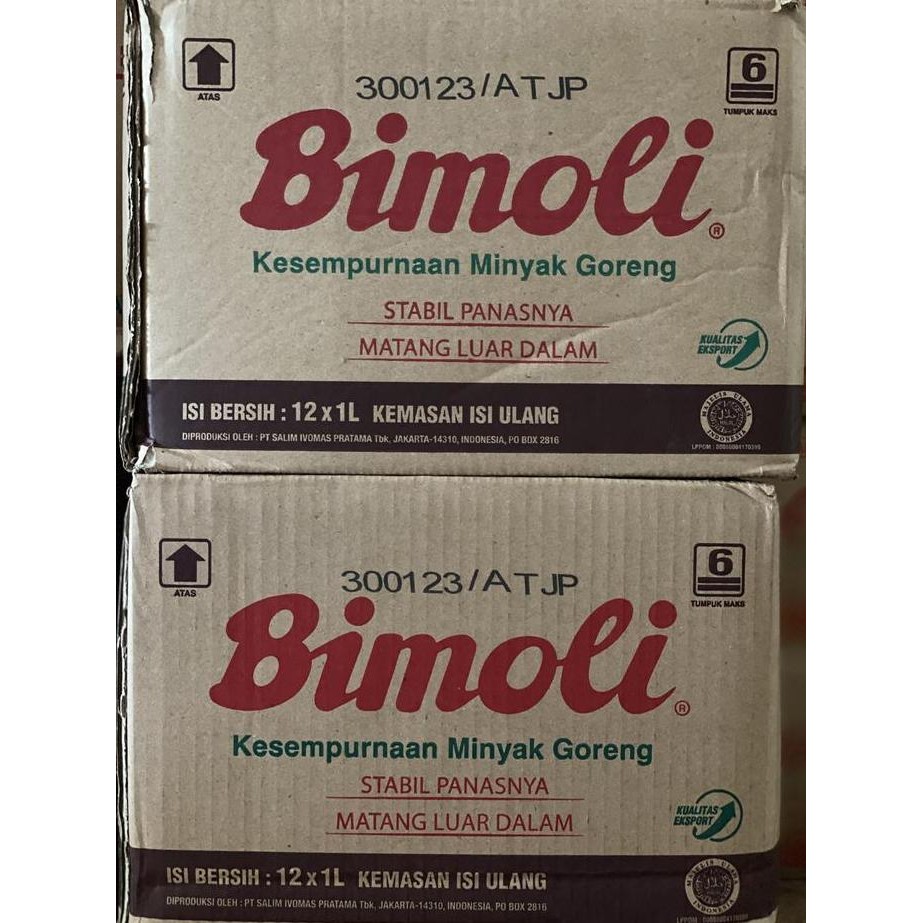 

Minyak Goreng Bimoli Refill 1 Liter Dus Isi 12