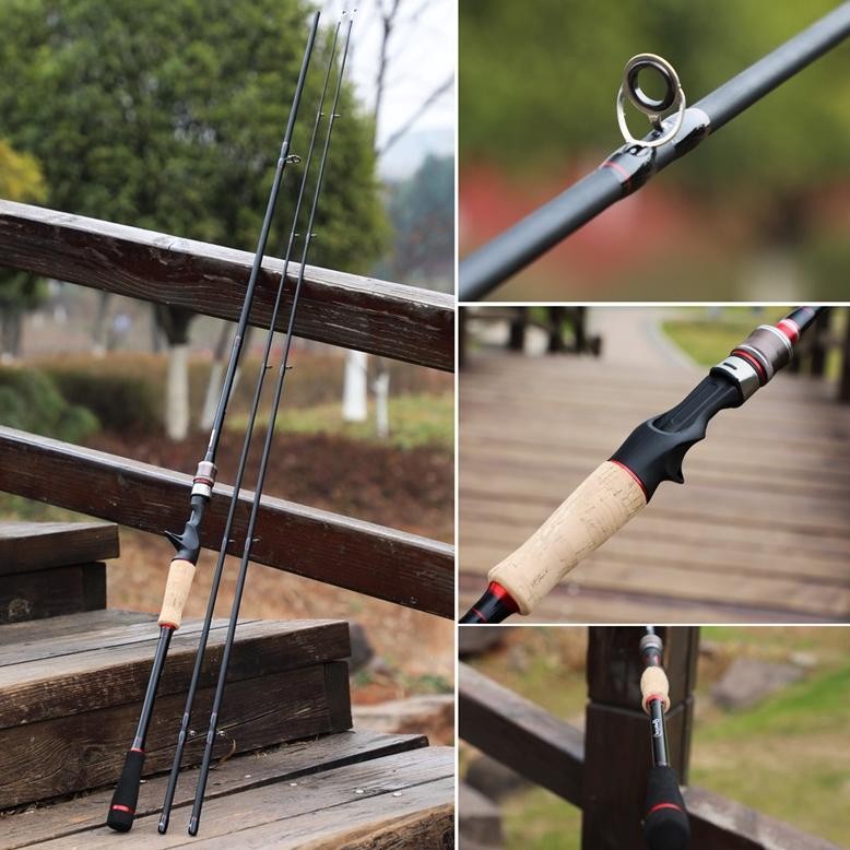 Sougayilang Joran Pancing 1.8-2.1M Carbon Fiber Spinning Casting M/ML UL 2 Tops