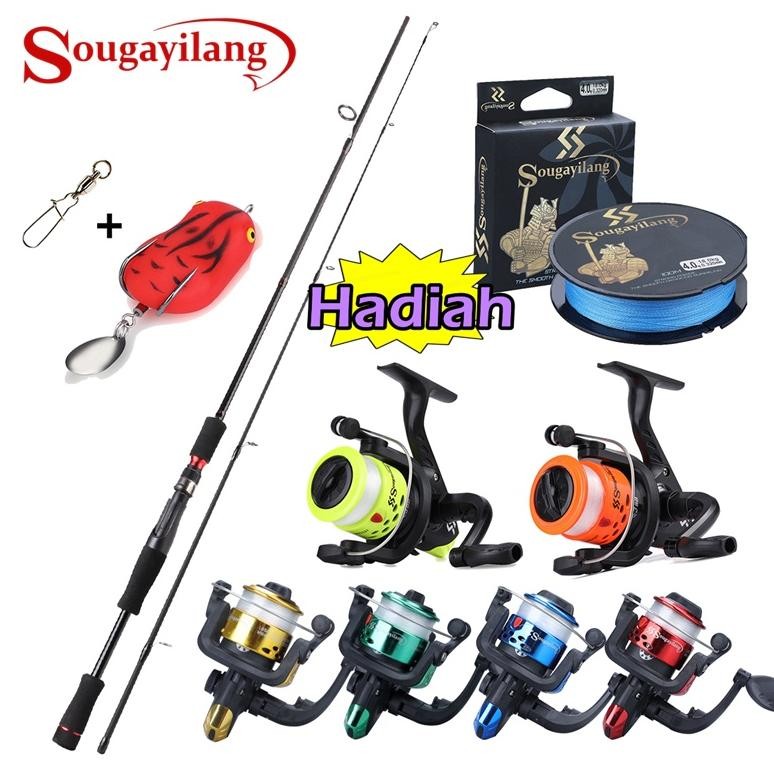 Sougayilang Joran Pancing Set 1.8m 2.1m  Dan Hadiah 150m PE Senar Casting Umpan  Setelan Pancing