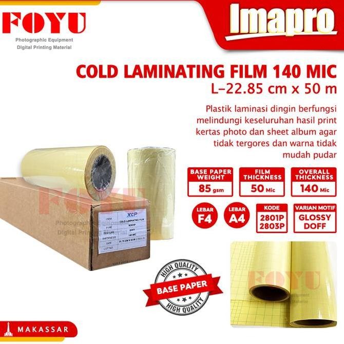 

Laminasi Laminating Dingin Cold Roll Gulungan Plastik Lem Stiker Album Kertas Foto Photo Paper 140 Mic 22,85 Cm X 50 M Meter A4 F4 Glossy Doff 2801P 2803P Co