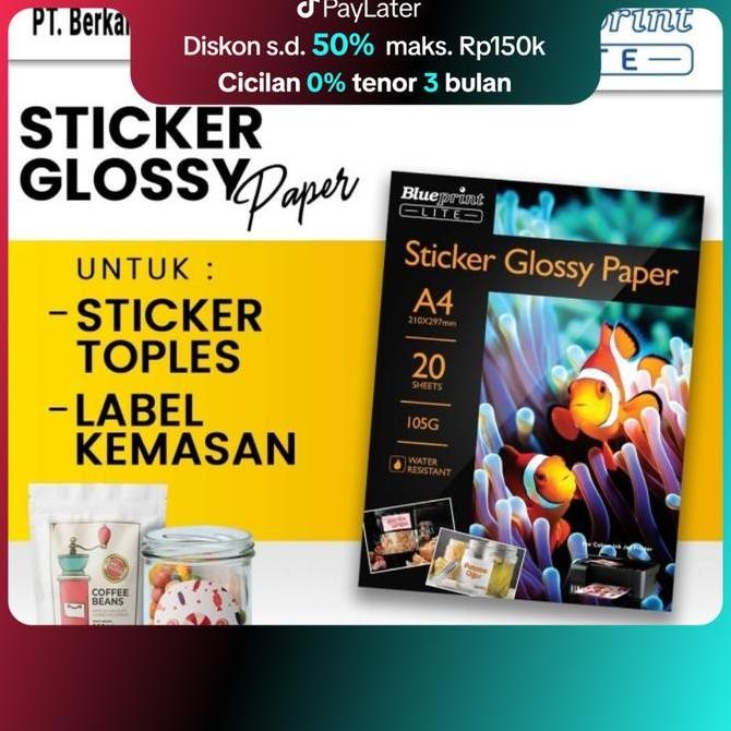 

Kertas Stiker Glossy / Sticker Glossy Paper Blueprint Lite A4 105 Micron Co