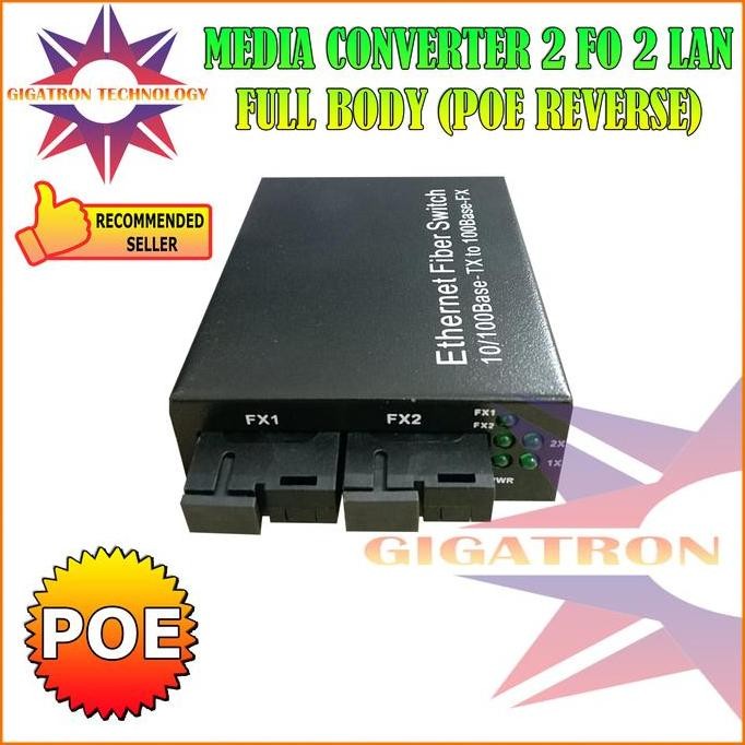 Media Converter 2 Fo 2 Lan Poe Switch Fiber Optic Htb 2 Sc 10/100 Mbps New Stok