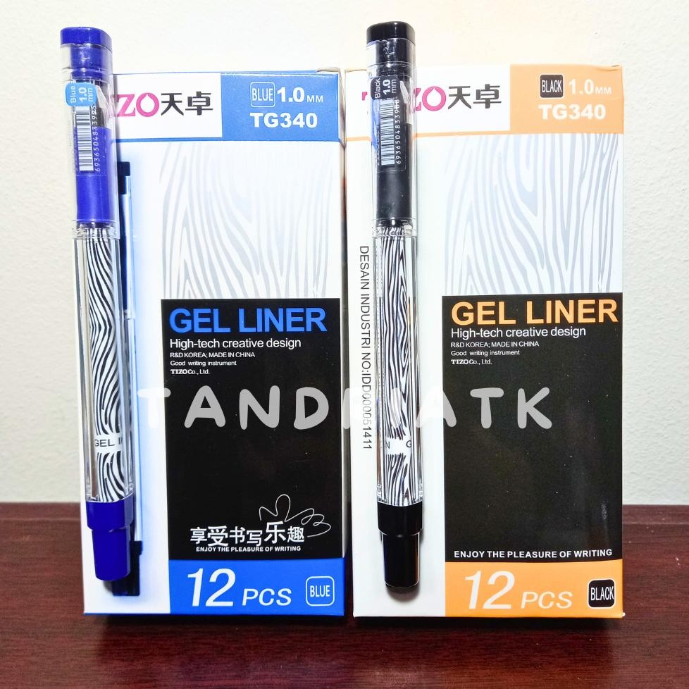 [1 Lusin/ 12 Pcs] Gel Pen Tizo TG 340 1.0mm Pulpen Tizo TG 340 Pulpen Gel Tizo Gel Ink Pen Tizo TG-3