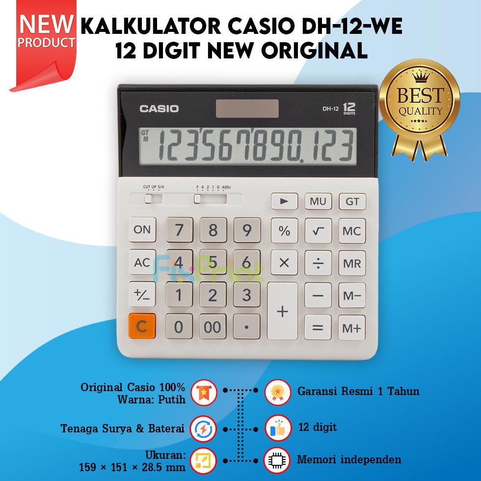 

Calculator Casio DH-12 BK White 12 Digits Kalkulator Desktop Original