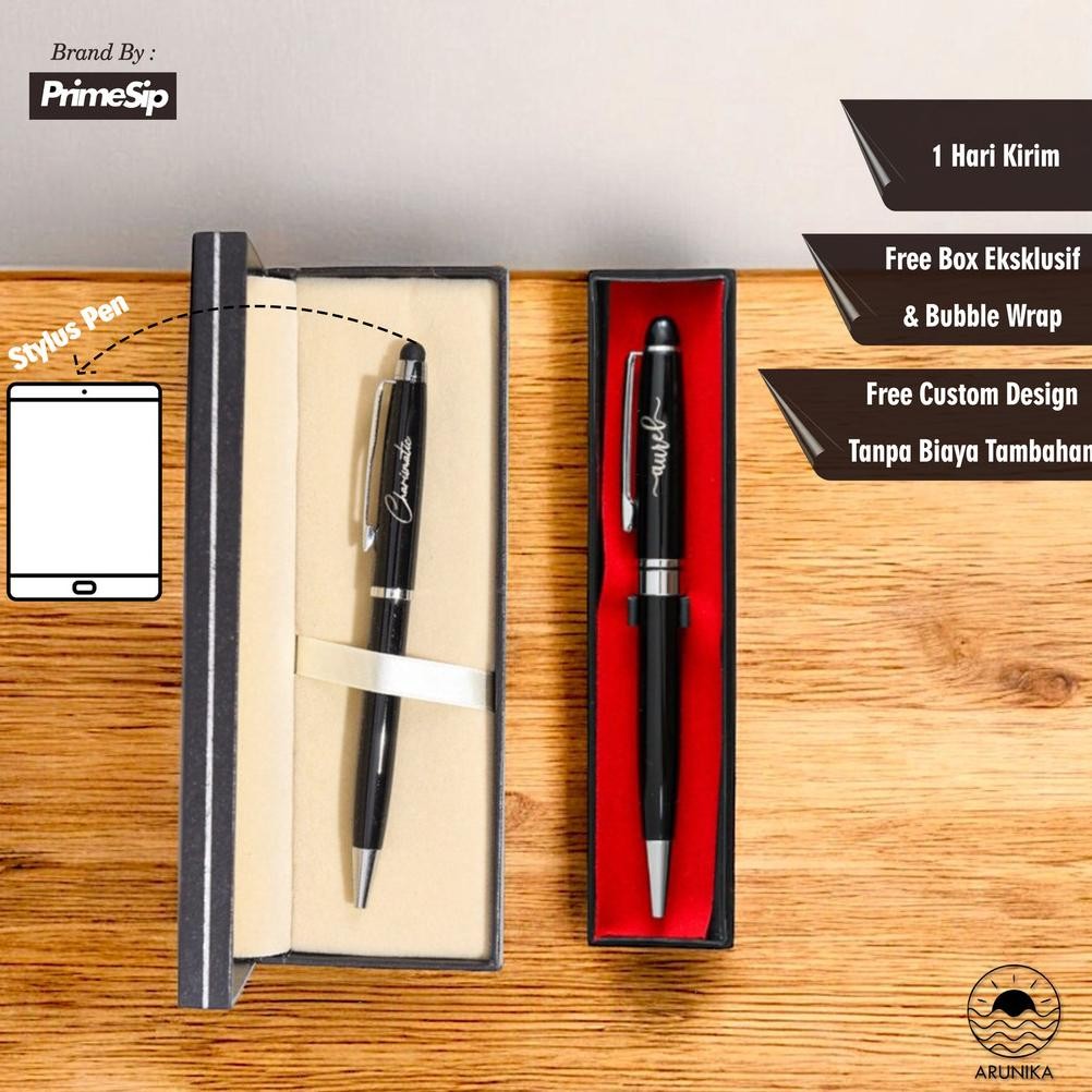 

Pulpen Estetik Pen Bolpoin Custom Nama dan Logo + Box untuk souvenir kado hadiah