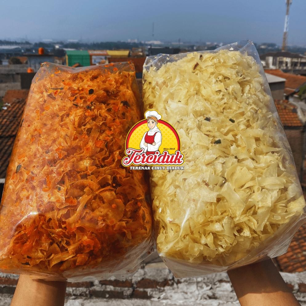 

Terciduk - KERIPIK SINGKONG KRIWIL Cikruh Mix BUNDLING Rasa Bumbu Basah Pedas Daun Jeruk 500G dan Original Gurih 500G