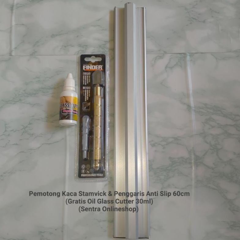 

Pemotong Kaca Merk Finder & 60cm Penggaris Anti Slip(Paket 2 in 1)