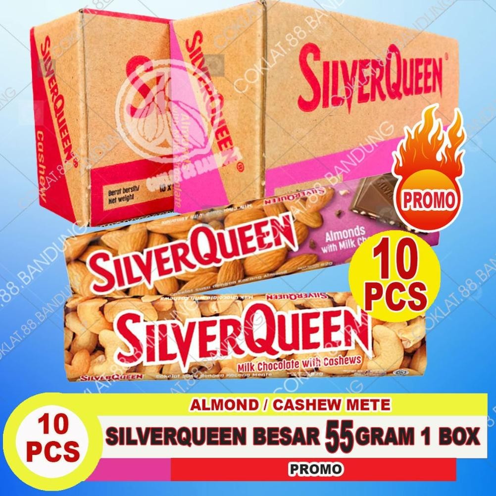 

Silver Queen 1 Box 55Gr ex 58Gr, Coklat SilverQueen 10 Pcs X 55gr ex 58 Gram Almond Mede Cokelat