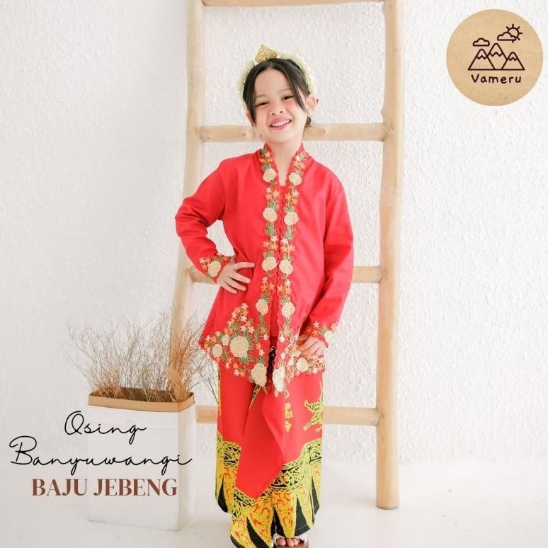 PAKAIAN ADAT BANYUWANGI ANAK JAWA TIMUR KEBAYA JEBENG SUKU OSING AST