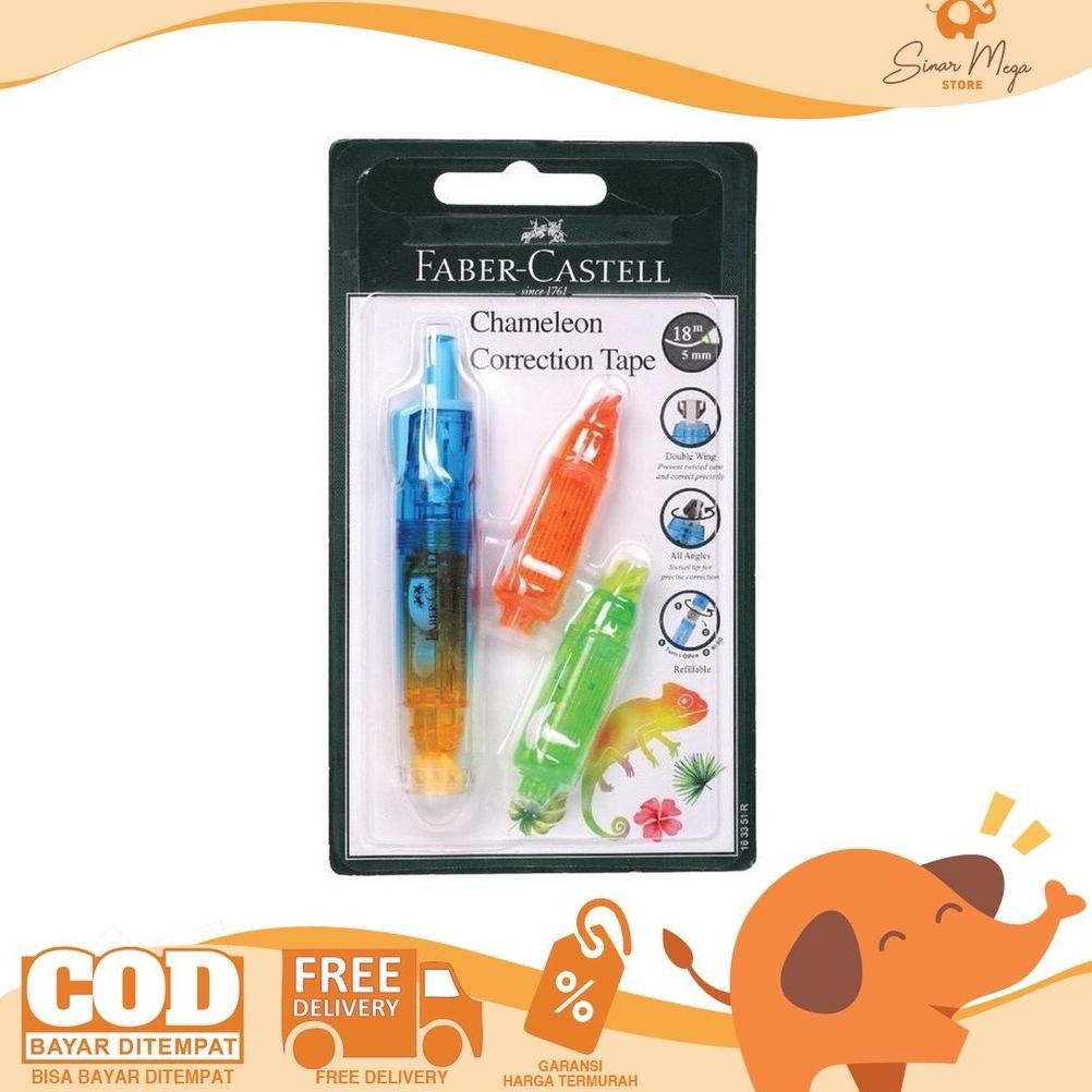 

Faber Castell Chameleon Correction Tape + 2 Refill Bar "BLUE" /Tip-Ex Pita Kertas Murah Berkualitas