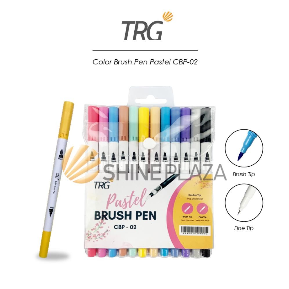

TRG Color Brush Pen Set Double Tip Pastel 12 Colors CBP-02 - Pulpen Pena Spidol Kuas Warna TRG
