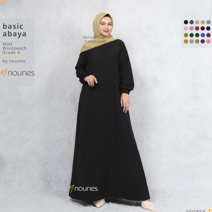 Sale Nounes Basic Abaya Dress Gamis Daily Polos Wanita Muslim