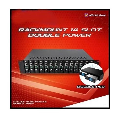 Rackmount Media Converter Fiber Optic Netlink Htb 14 Slot 2 Psu - Rak Rack Mount 14 Port New Stok
