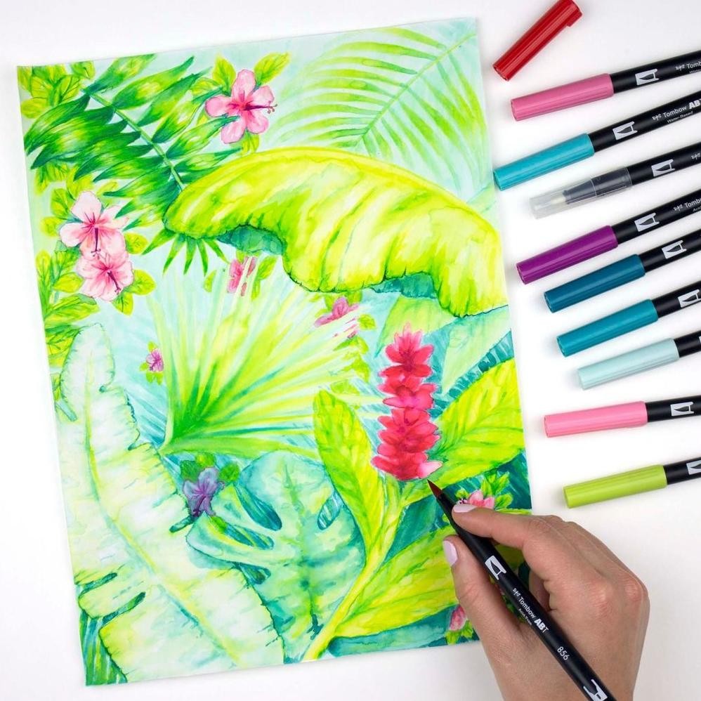 

Tombow ABT Dual Brush Pen Set 10 Colors With Blender Marker Spidol