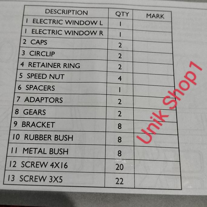 Power window universal 2 pintu