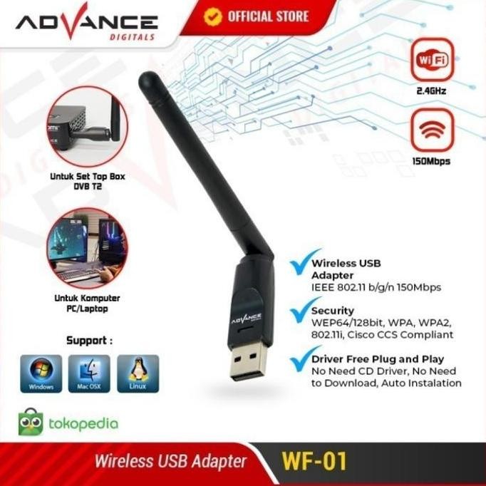 Advance Wf-01 Usb Dongle Wifi Wireless Adapter Receiver Support Stb New Stok