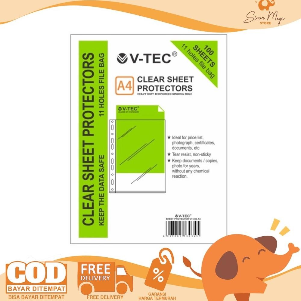 

Vtec V-Tec Sheet Protector A4 (100Sheet) / Clear Sheet Protector A4 Murah Berkualitas