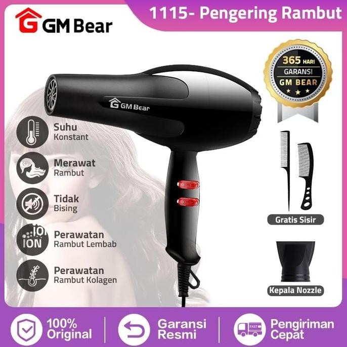 GM Bear Hair Dryer Pengering Rambut Hitam 1115-Compact Hair Dryer Berkualitas