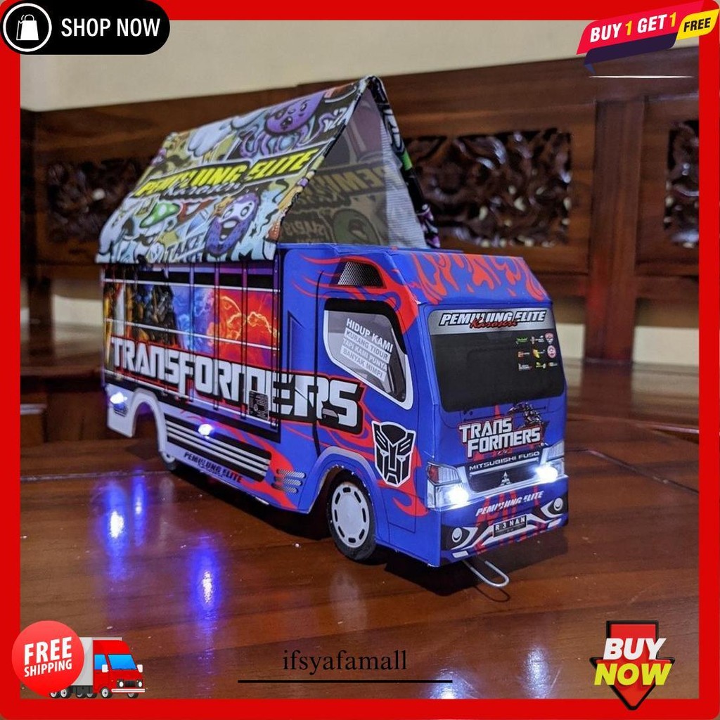 Miniatur Truk Oleng Full Variasi Lampu Terpal Murah Truk Oleng Lampu Terpal Bisa Belok Mainan Anak T