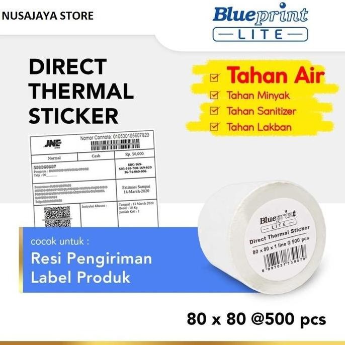 

HARGA DISKON Direct Thermal Sticker Label BLUEPRINT Lite 80x80 mm 500Pcs - 1 Roll