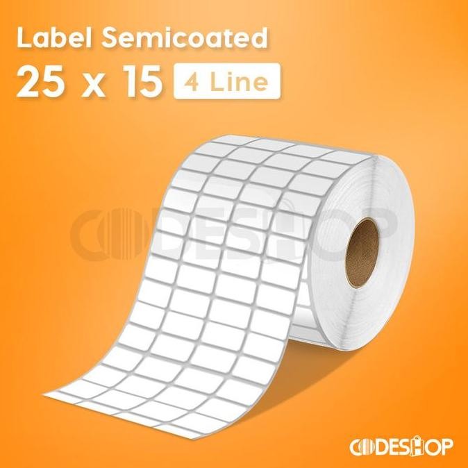 

JUAL Label Barcode 25 X 15 mm (4 Line) Kertas Sticker Semicoated 25x15 mm
