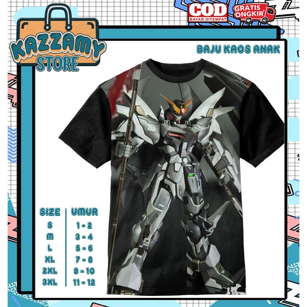 Kaos Anak 3D Dino Gundam Deathscythe Hell Supernova - Kaos Anak 3D Unisex - Kazzamy Store