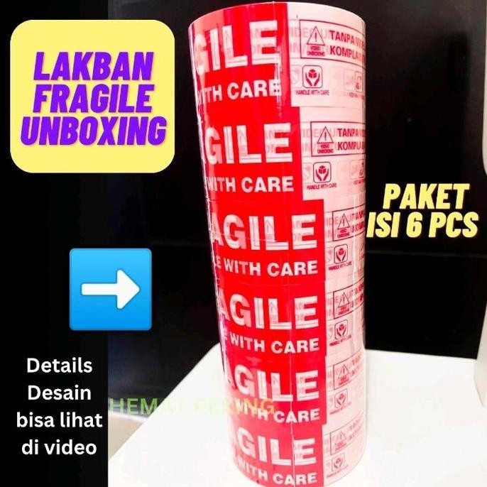 

HOT PROMO Lakban Fragile Unboxing 2 Inch Merah Putih 1 slop 6 pcs