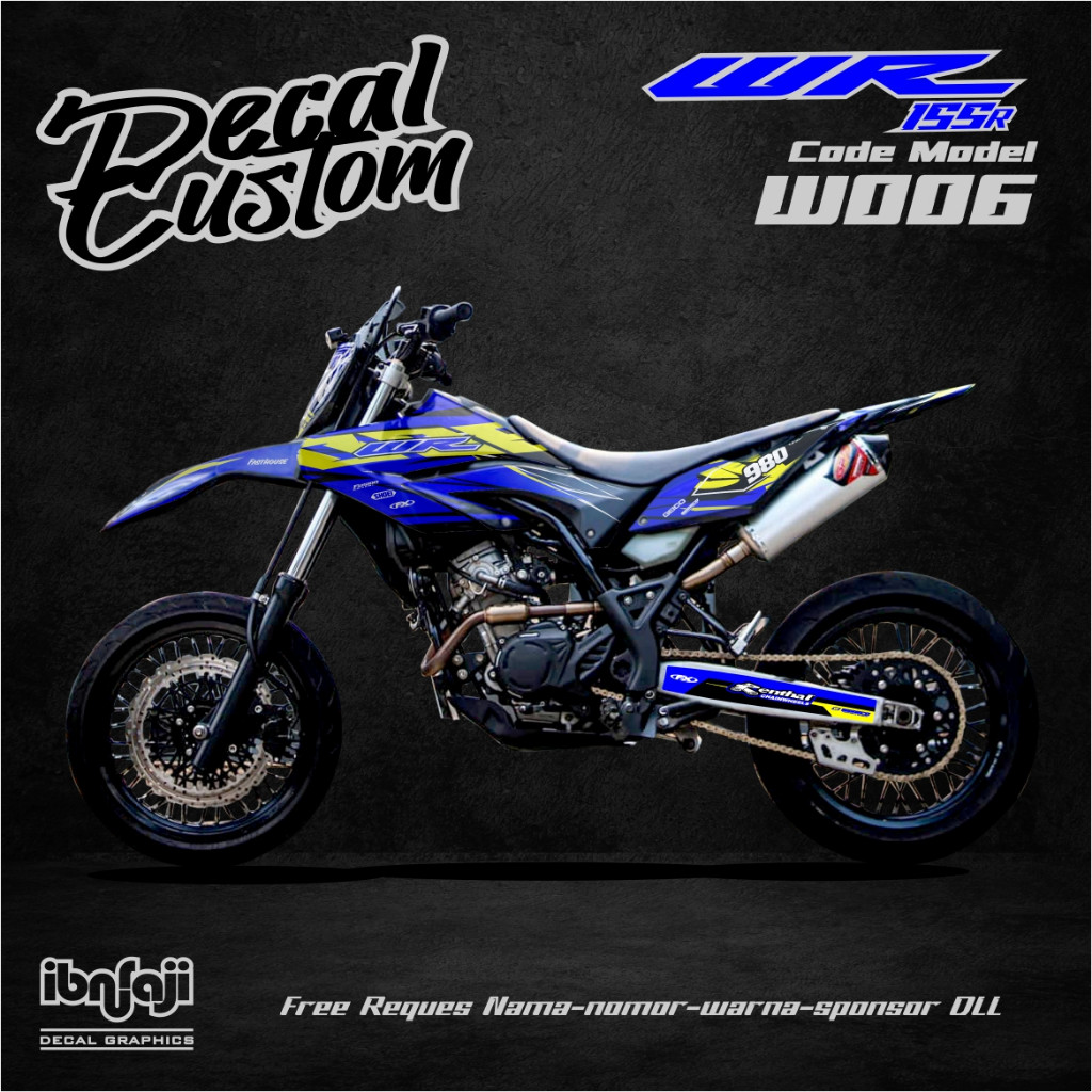 decal wr 155 full body biru kuning custom desain warna nomor nama sponsor w006