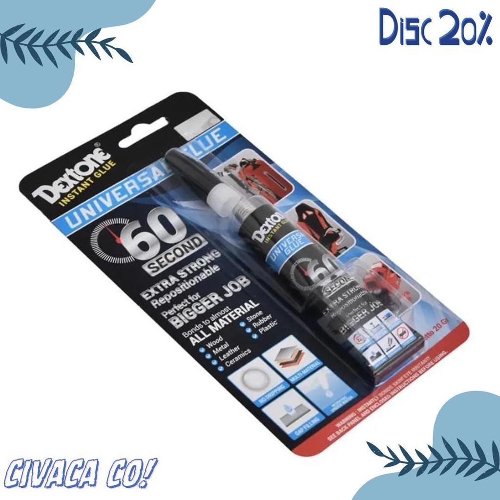 

Dextone Universal Glue Lem Gel Instant 60 Detik Super Strong 20 Gram Terlaris! Produk Ini Banyak Dicari