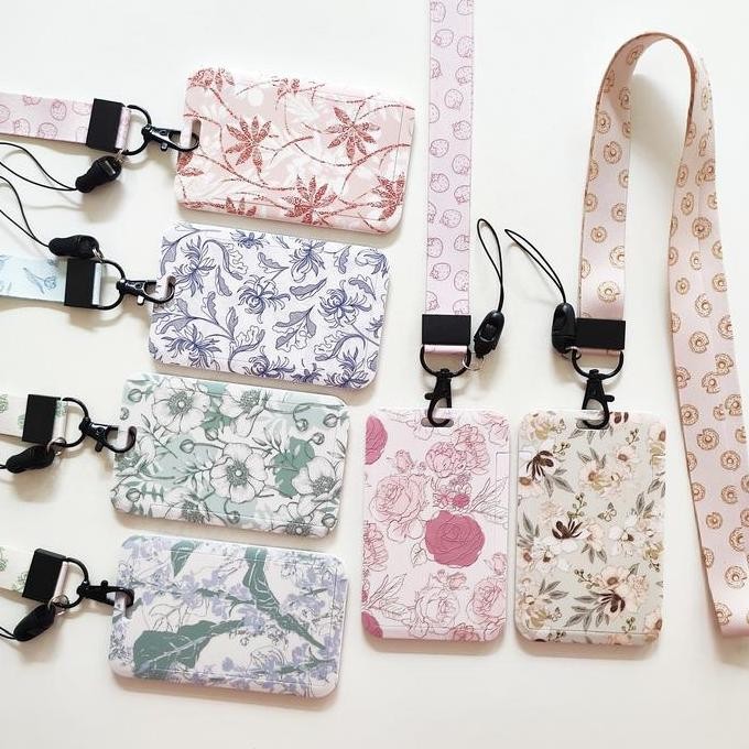 

READY ID Card Holder Name Tag Lanyard / Kalung Kartu Bunga Flower Elegant NEW